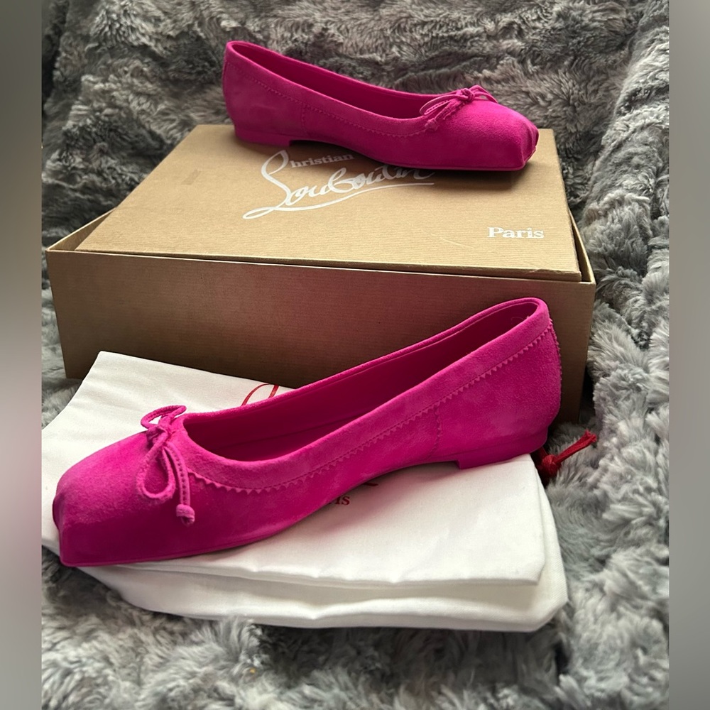 NIB Christian Louboutin Mamadrague hot pink suede ballet flat sz 36